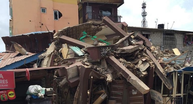 Breaking: Marked for demolition, another 3-storey building collapses in Lagos