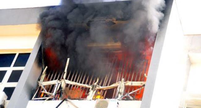 JUST IN: INEC headquarters on fire