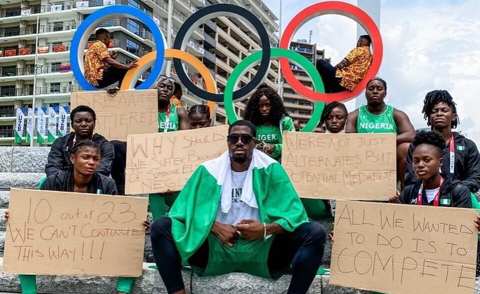 Nigerian athletes protest in Tokyo