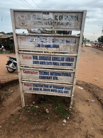 The signpost of the road projects